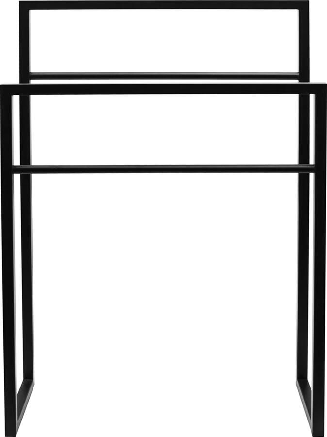 Riko Handdoek rek Industrial | Vrijstaand | 55 cm | Dubbel | Zwart mat - Foto 1