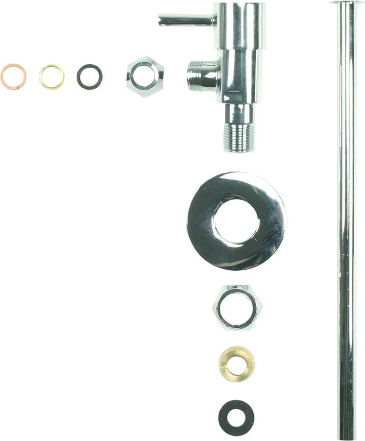 Riko Minimo design hoekstopkraan met aansluit set 3 8" bu x 10 mm chroom