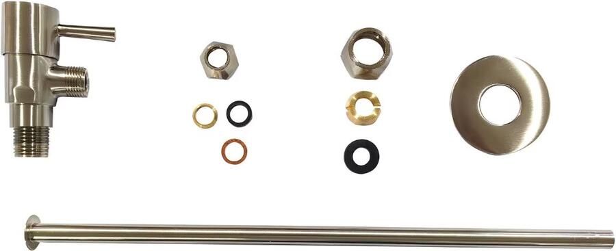 Riko Minimo design hoekstopkraan met aansluit set 3 8" bu x 10 mm Geborsteld staal - Foto 2