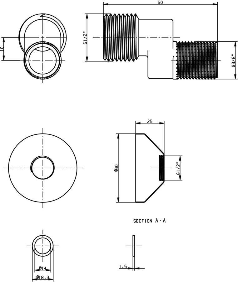 Wiesbaden set luxe s-koppelingen + rozet chroom 1 2x3 8 - Foto 2