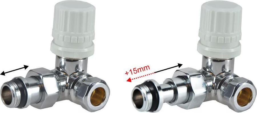 Riko luxe therm. ventiel 1 2&apos;&apos;x15 (M22) knel haaks links chroom - Foto 2