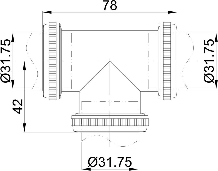 Riko Unimatch buisverbinder T-stuk voor vloerbuis 32 mm Geborsteld messing PVD