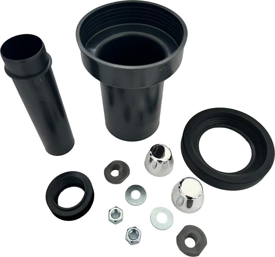 Riko Parts hangend toilet aansluitset 9-11 18 cm chroom zwart