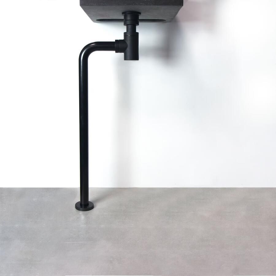 Riko Vloerbuis Wiesbaden Unimatch | 32 mm haaks | 75x22 cm | Zwart mat