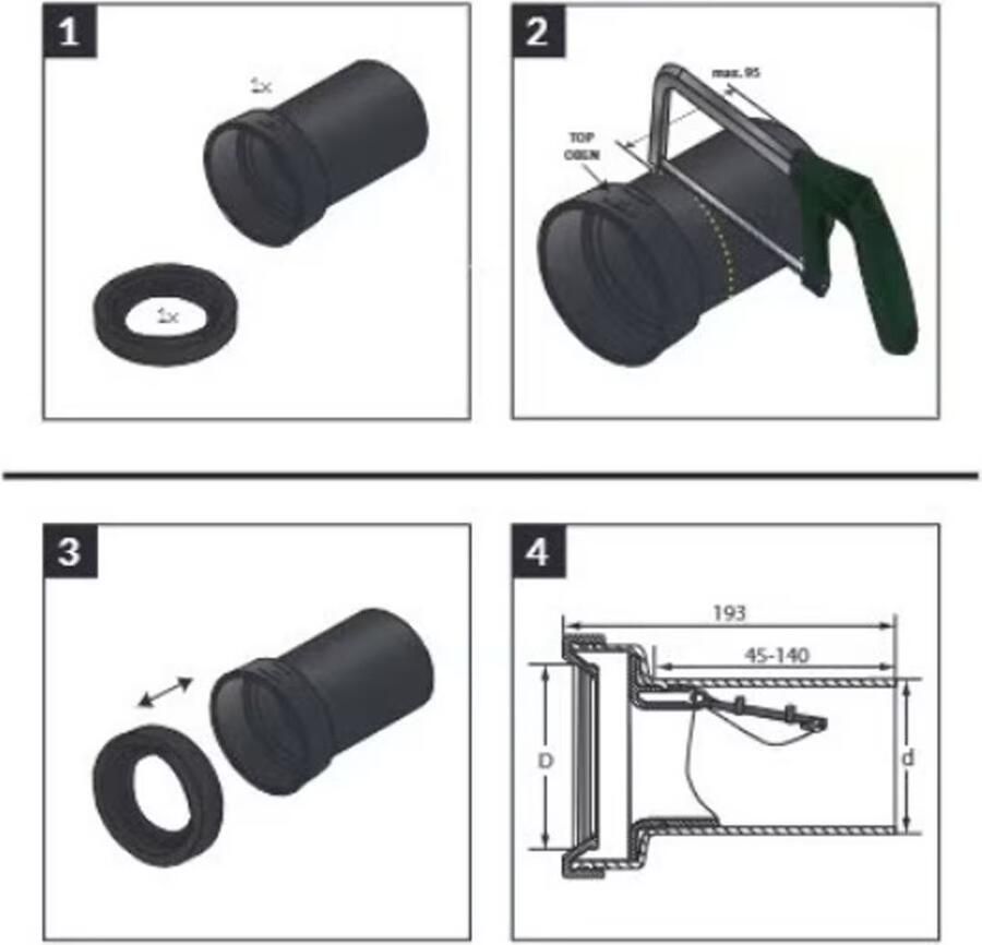Riko Wandcloset afvoerbuis 110 mm met ratten stop