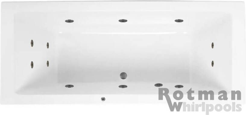 Rotman Whirlpool bad Plan | 170x75 cm | Acryl | Elektronisch | Waterjetsysteem | Wit