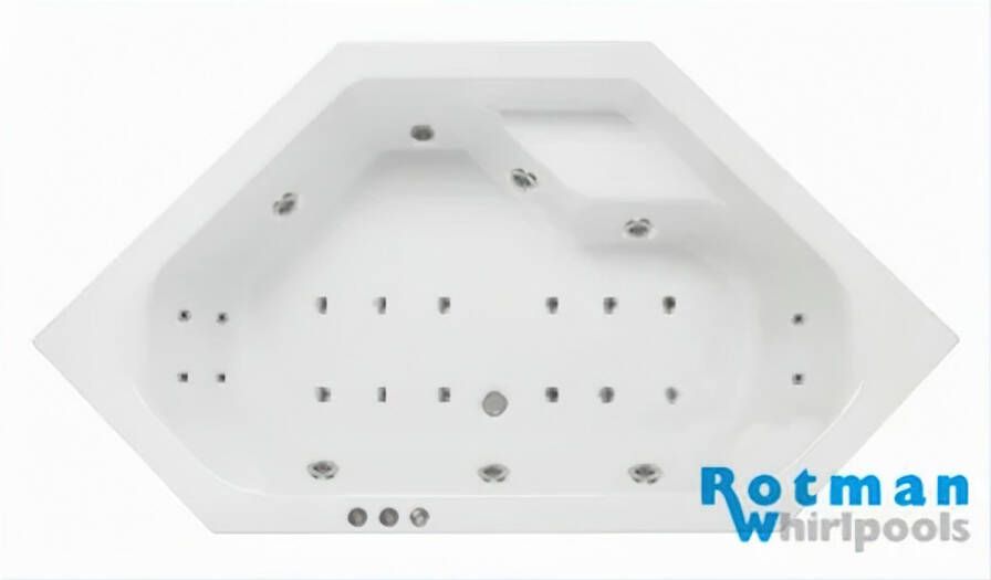 Rotman Whirlpool bad Rimini | 145x145 cm | Acryl | Pneumatisch | Combisysteem | Wit
