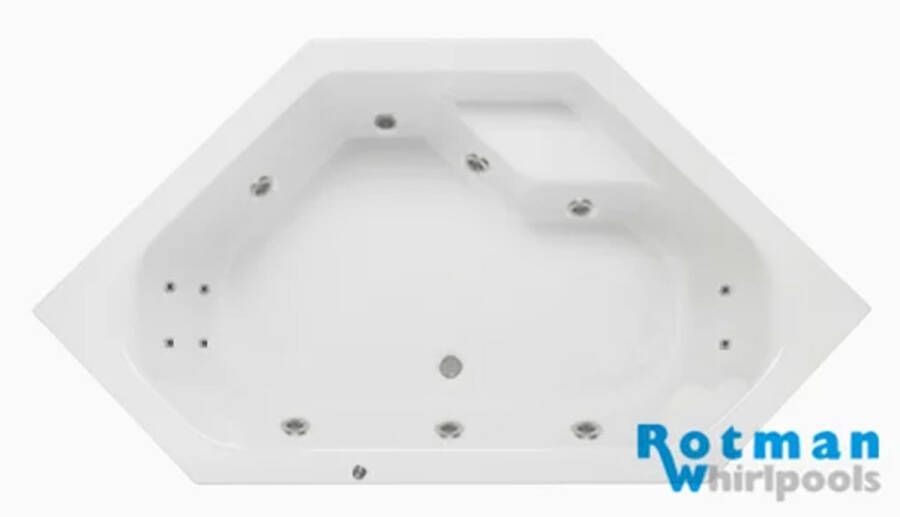 Rotman Whirlpool bad Rimini | 145x145 cm | Acryl | Elektronisch | Waterjetsysteem | Wit