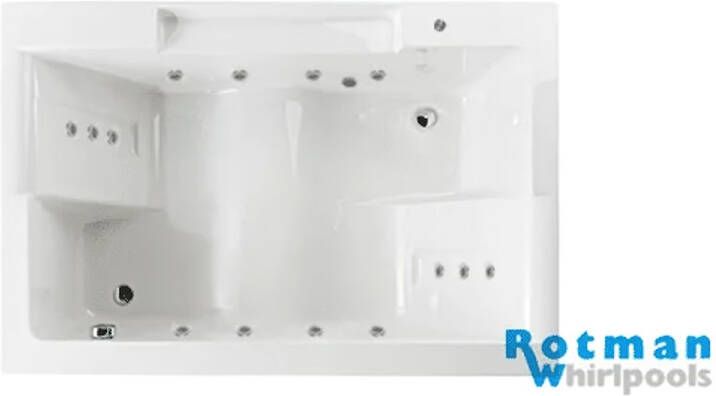 Rotman Whirlpool bad Twospace | 180x120 cm | Acryl | Elektronisch | Waterjetsysteem | Wit