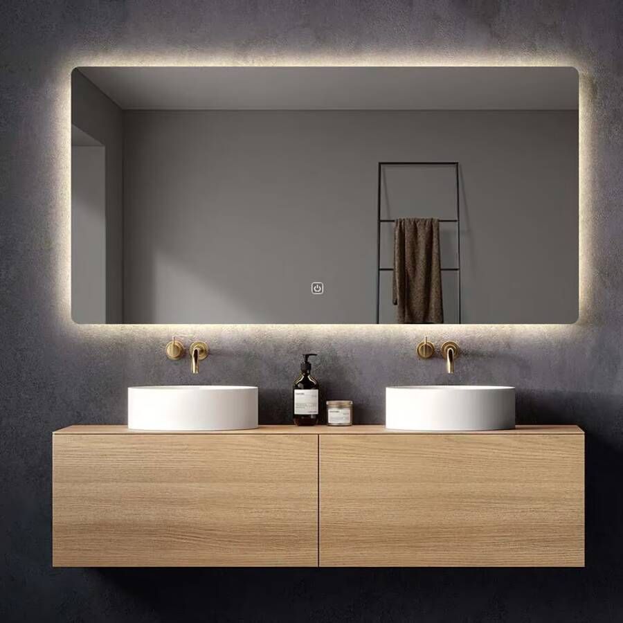 SaniClear Badkamerspiegel Aspen | 160x70 cm | Indirecte verlichting | Touch button | Met spiegelverwarming