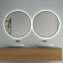 SaniClear Badkamerspiegel Circle Black | 70x70 cm | Set van 2 | Indirecte verlichting | Touch button | Met spiegelverwarming - Thumbnail 1