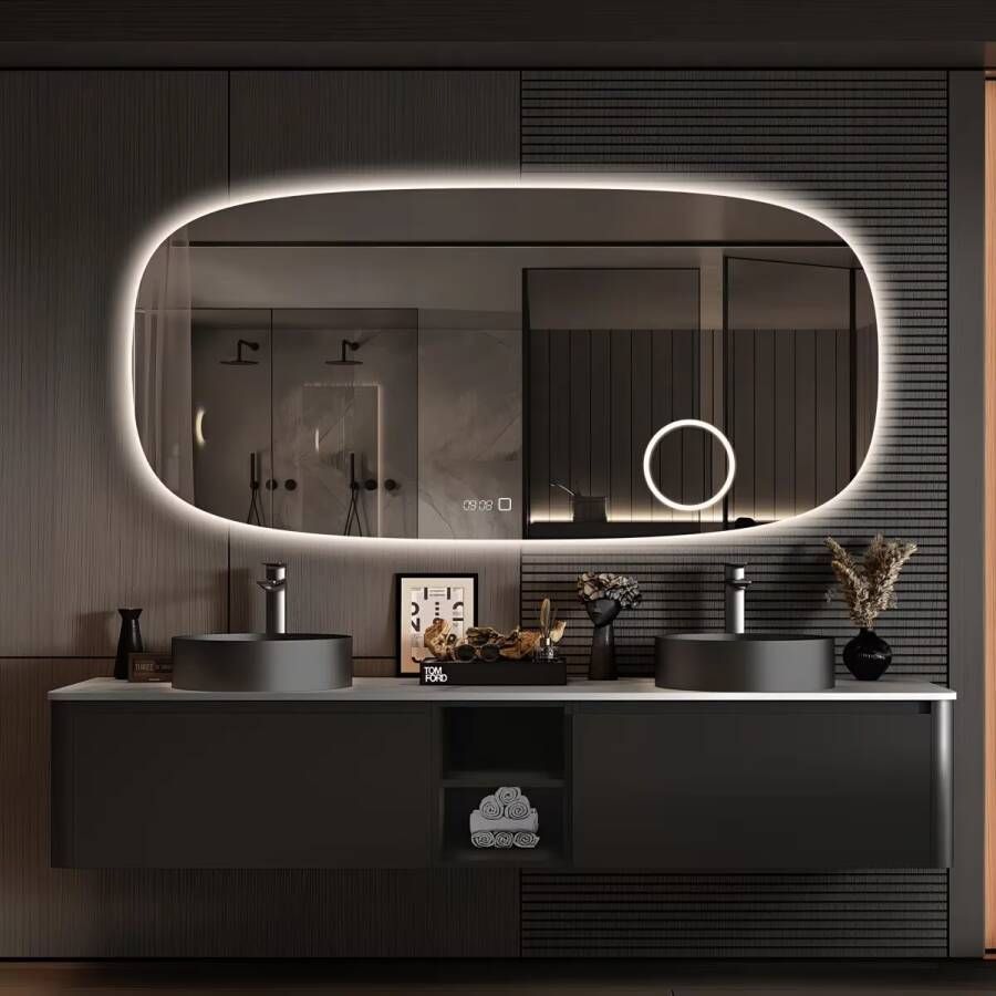 SaniClear Badkamerspiegel Shave | 160x75 cm | Vergrootglas | Indirecte verlichting | Touch button | Met spiegelverwarming