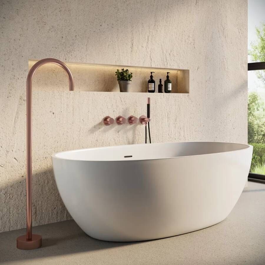 SaniClear Badkraan set Plus | Inbouw | Thermostaatkraan | Incl.Inbouwdeel | Geborsteld koper