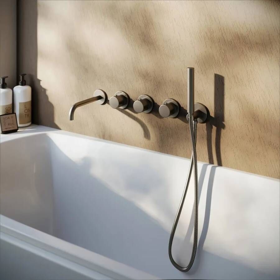 SaniClear Badkraan set Plus | Inbouw | Thermostaatkraan | Incl.Inbouwdeel | Verouderd ijzer Gunmetal