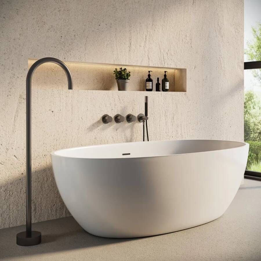 SaniClear Badkraan set Plus | Inbouw | Thermostaatkraan | Incl.Inbouwdeel | Verouderd ijzer Gunmetal