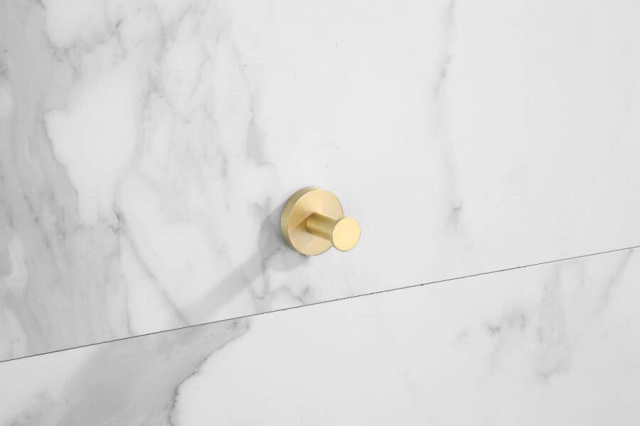 SaniClear Handdoek haak Brass | Wandmontage | 5.5 cm | Enkel haaks | Messing mat goud geborsteld