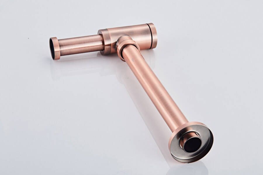 SaniClear Copper design sifon compact messing rond geborsteld koper