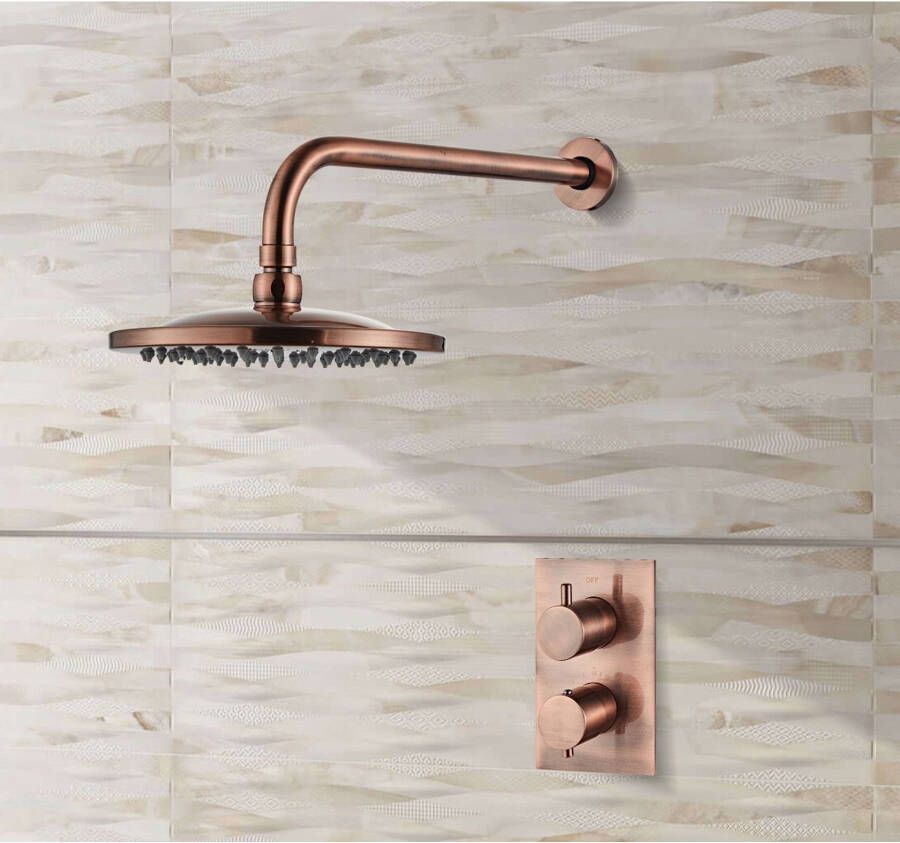 SaniClear Douchearm Copper | 35 cm | Wandmontage | Messing | Rond | Geborsteld Koper