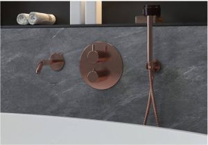 SaniClear Copper inbouw badkraan rond geborsteld koper