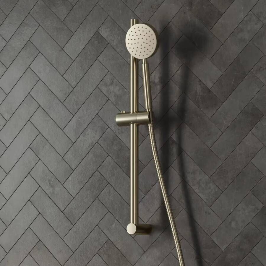 SaniClear Glijstang set Brass | 60 cm | Incl.Handdouche en Doucheslang | Geborsteld messing mat goud