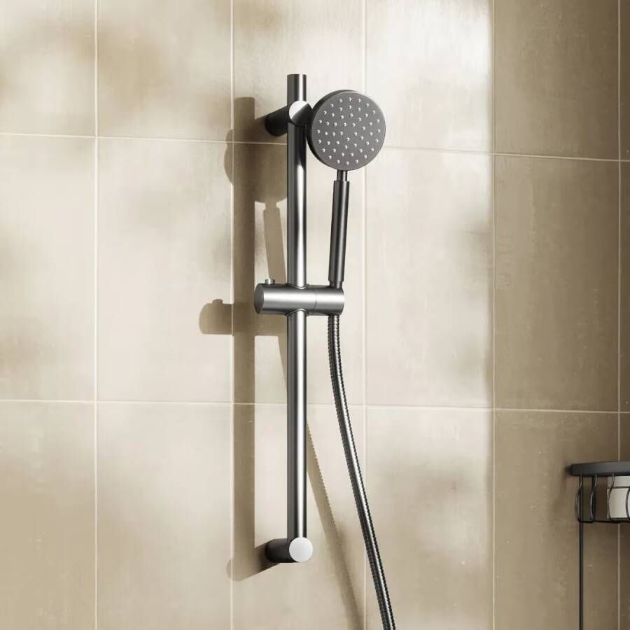 SaniClear Glijstang set Iron | 60 cm | Incl.Handdouche en Doucheslang | Verouderd ijzer gunmetal