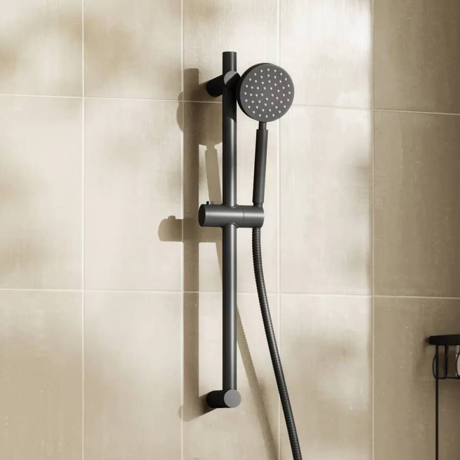SaniClear Glijstang set Nero | 60 cm | Incl.Handdouche en Doucheslang | Mat zwart