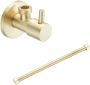 SaniClear Hoekstopkraan Brass | Met flexibele aansluitslang (30 cm) | 1 2x1 2" | Geborsteld messing mat goud - Thumbnail 1