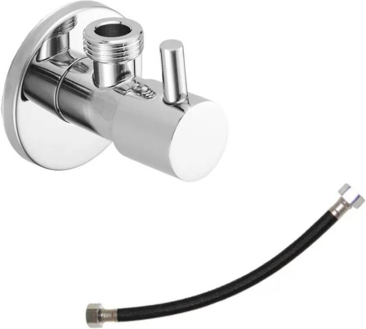 SaniClear Hoekstopkraan Talpa | Met flexibele aansluitslang (30 cm) | 1 2x1 2" | Chroom-zwart
