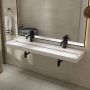 SaniClear Hoya wastafel met 2 kraangaten 160x45.5x11 cm solid surface wit mat - Thumbnail 1