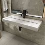SaniClear Hoya wastafel met kraangat 100x45.5x8 cm solid surface wit mat - Thumbnail 1