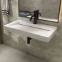 SaniClear Hoya wastafel met kraangat 80x45.5x8 cm solid surface wit mat - Thumbnail 1