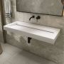 SaniClear Hoya wastafel zonder kraangat 100x45.5x8 cm solid surface wit mat - Thumbnail 1