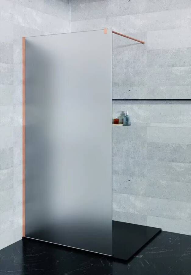 SaniClear Inloopdouche Blurred | 100x200 cm | Nano | Matglas | Geborsteld koper beslag