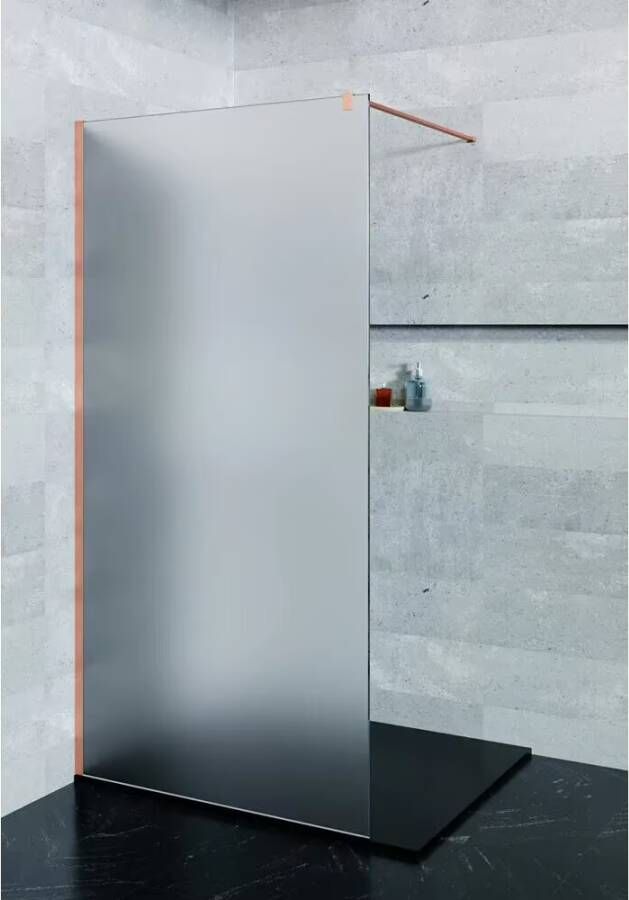 SaniClear Inloopdouche Blurred | 120x200 cm | Nano | Matglas | Geborsteld koper beslag