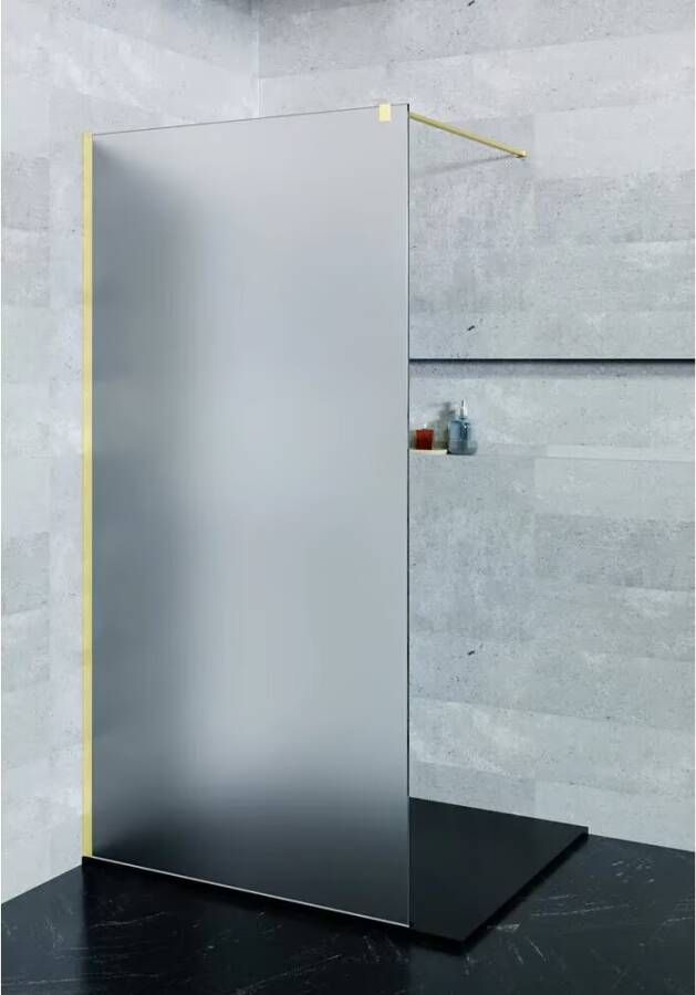 SaniClear Inloopdouche Blurred | 120x200 cm | Nano | Matglas | Geborsteld messing beslag