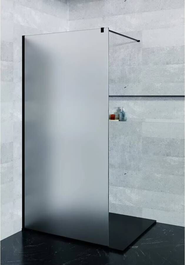 SaniClear Inloopdouche Blurred | 120x200 cm | Nano | Matglas | Mat zwart beslag