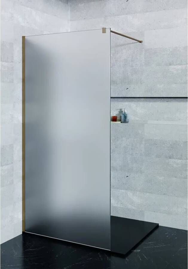SaniClear Inloopdouche Blurred | 120x200 cm | Nano | Matglas | Verouderd messing beslag