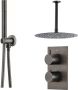 SaniClear Regendouche set Iron | Inbouw | Thermostaatkraan | 2-weg | Rond | Gunmetal - Thumbnail 1