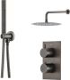 SaniClear Regendouche set Iron | Inbouw | Thermostaatkraan | 2-weg | Rond | Gunmetal - Thumbnail 1