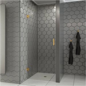 SaniClear Modern Brass douchedeur 90x200 cm geborsteld messing