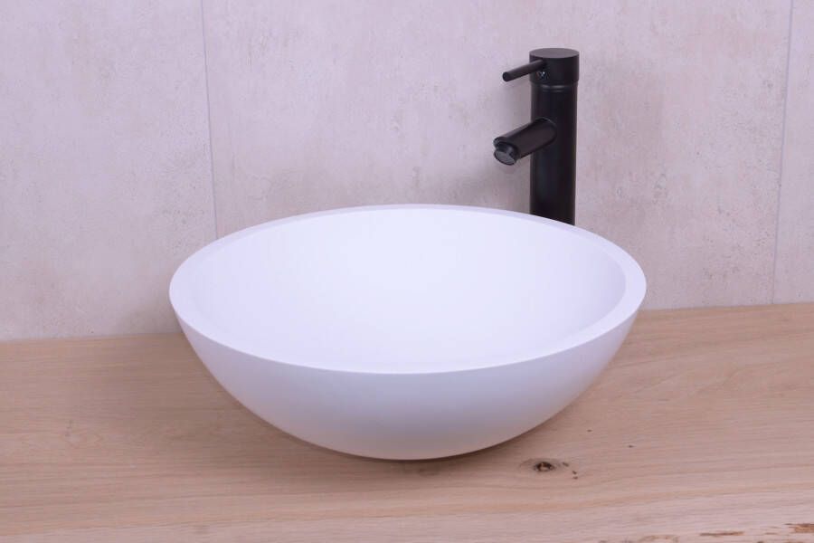 SaniClear Waskom New Stone | 41 cm | Solid Surface | Vrijstaand | Rond | Wit mat