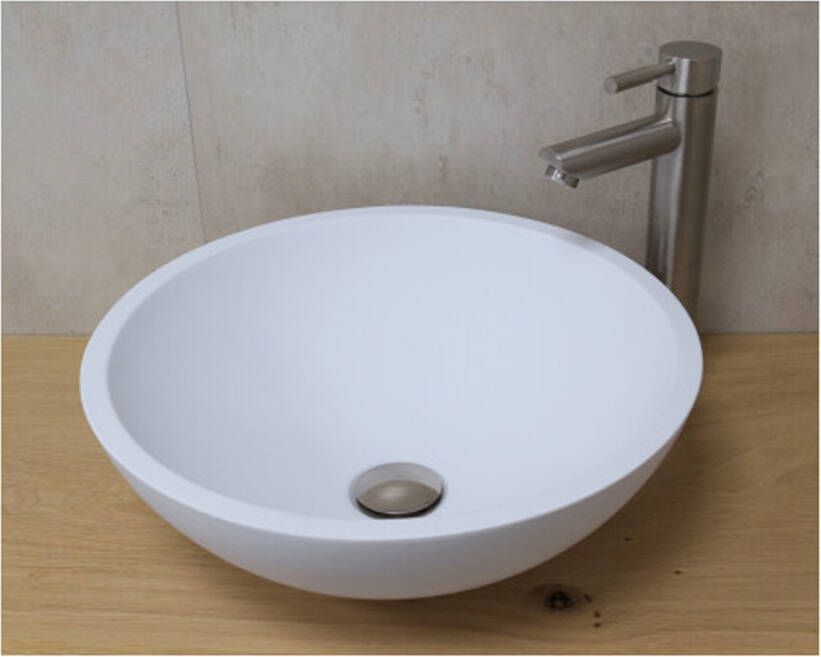 SaniClear Waskom New Stone | 41 cm | Solid surface | Vrijstaand | Rond | Wit mat