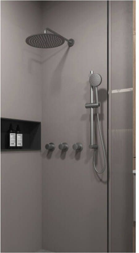 SaniClear Regendouche set Plus | Inbouw | Thermostaatkraan | Rond | Gunmetal