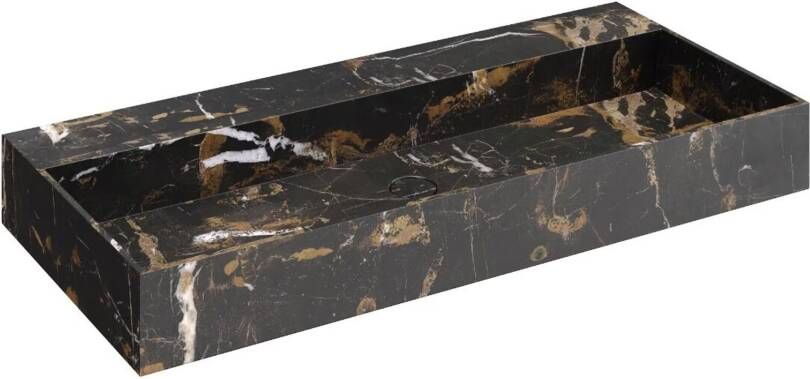 SaniClear Portoro Gold | Marmer | Op meubel | 1 kraangat | Rechthoek | Zwart Marmer