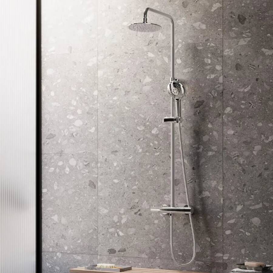 SaniClear Regendouche set Shine | Opbouw | Thermostaatkraan | 2-weg | Rond | Chroom