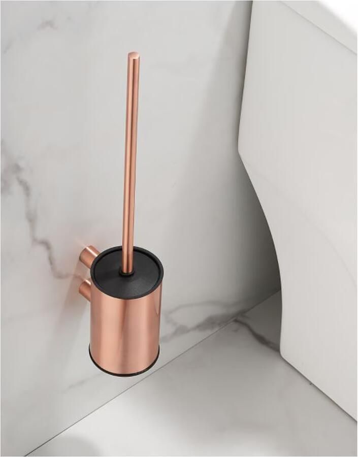 SaniClear Academy toilet borstel met houder rond geborsteld koper - Foto 2