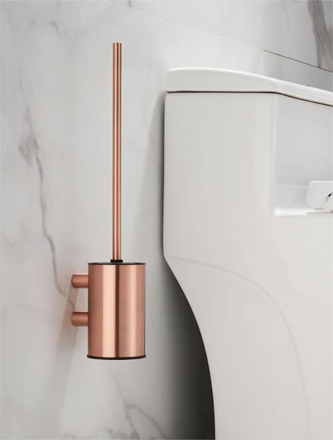 SaniClear Academy toilet borstel met houder rond geborsteld koper - Foto 3