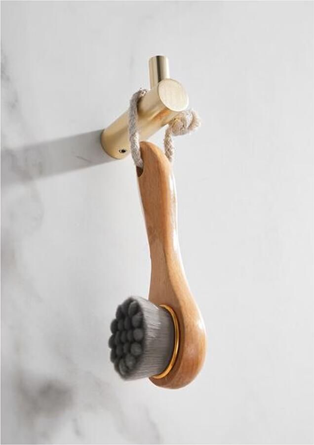 SaniClear Handdoek haak Academy | Wandmontage | 2 cm | Enkel haaks | Geborsteld messing mat goud - Foto 3