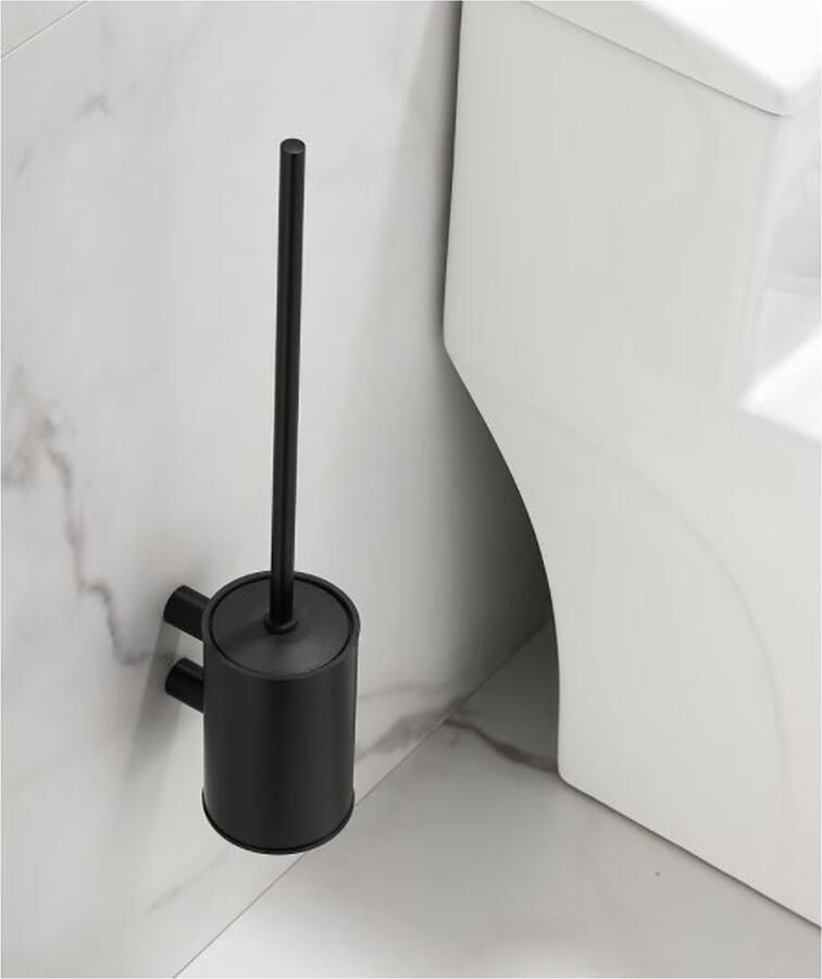 SaniClear Academy toilet borstel met houder rond Mat zwart