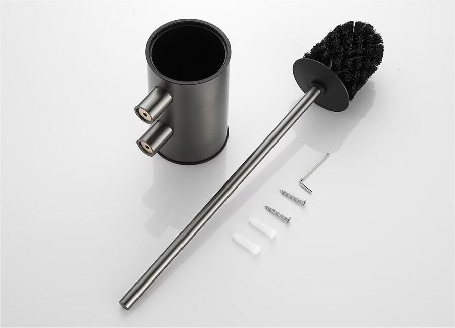 SaniClear Academy toiletaccessoires set Verouderd ijzer gunmetal